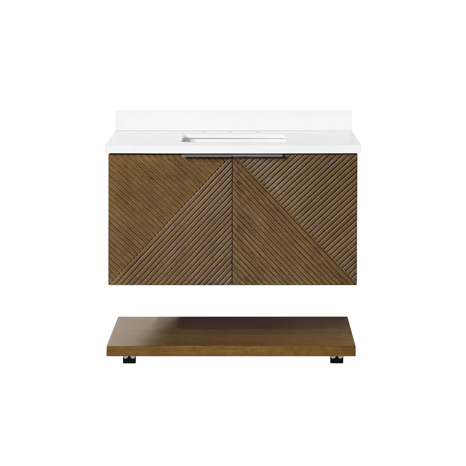 WYLDER 36IN VANITY IN ALMOND LATTE WITH WHITE QUARTZ TOP & CERAMIC BASIN