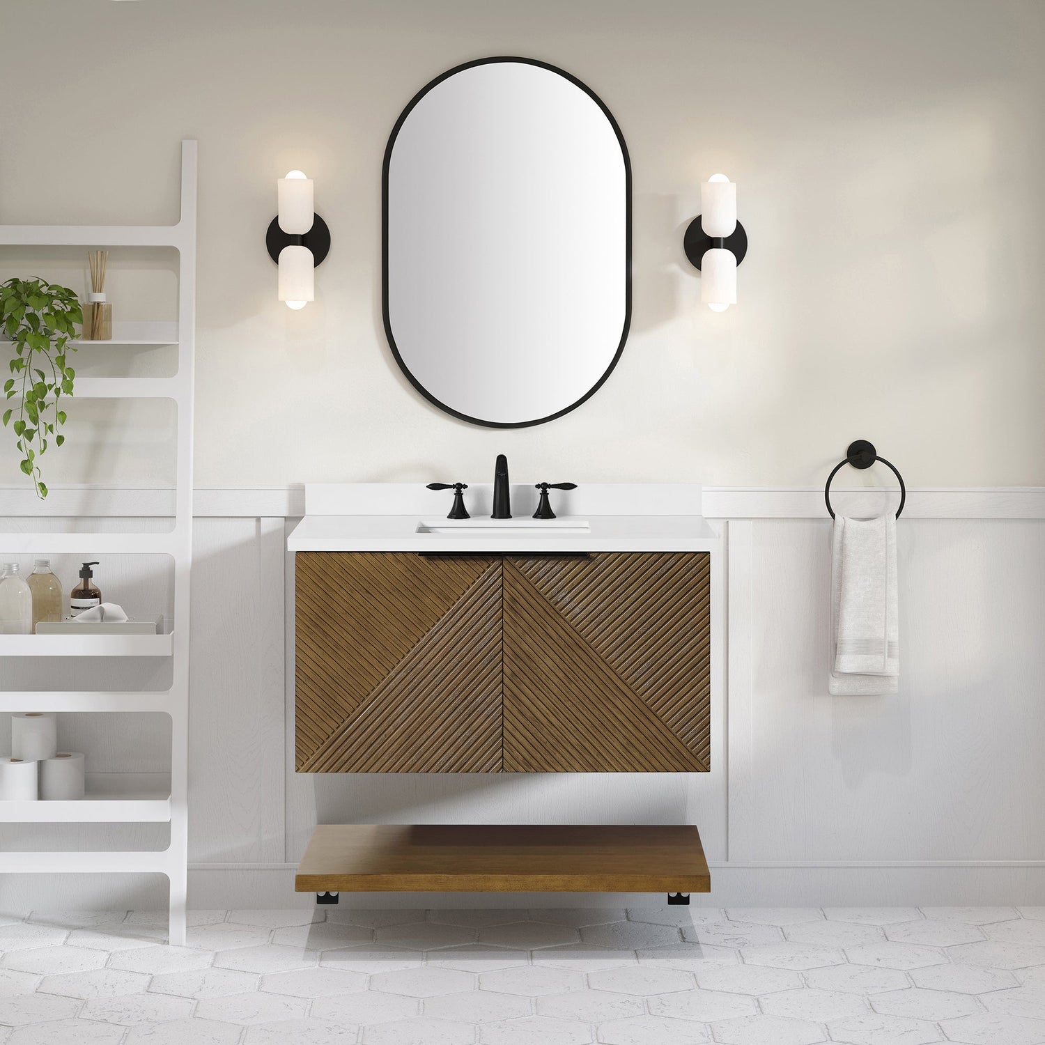WYLDER 36IN VANITY IN ALMOND LATTE WITH WHITE QUARTZ TOP & CERAMIC BASIN