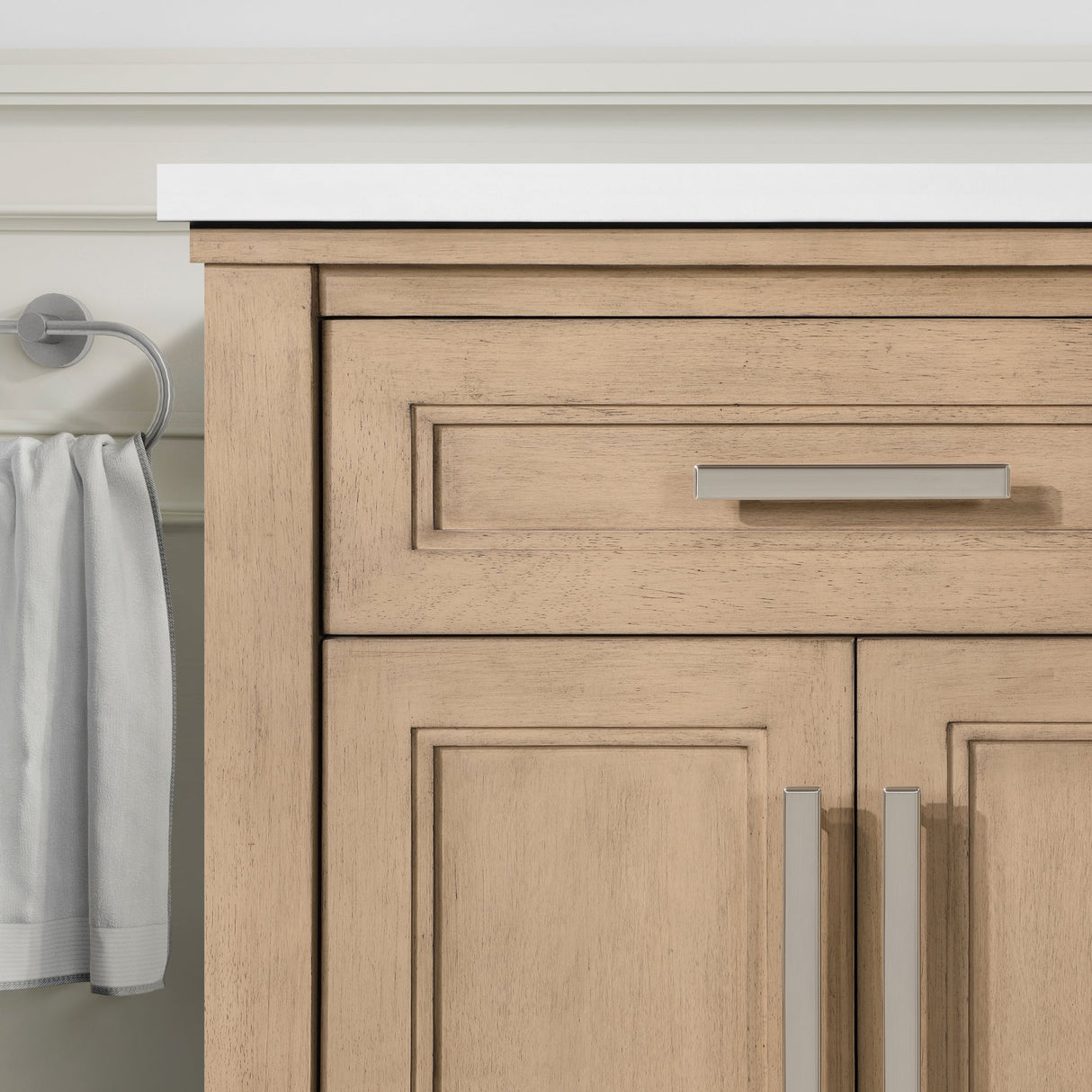 SCARLETT 60IN VANITY IN SAHARA BIRCH WITH WHITE QUARTZ TOP & CERAMIC BASIN