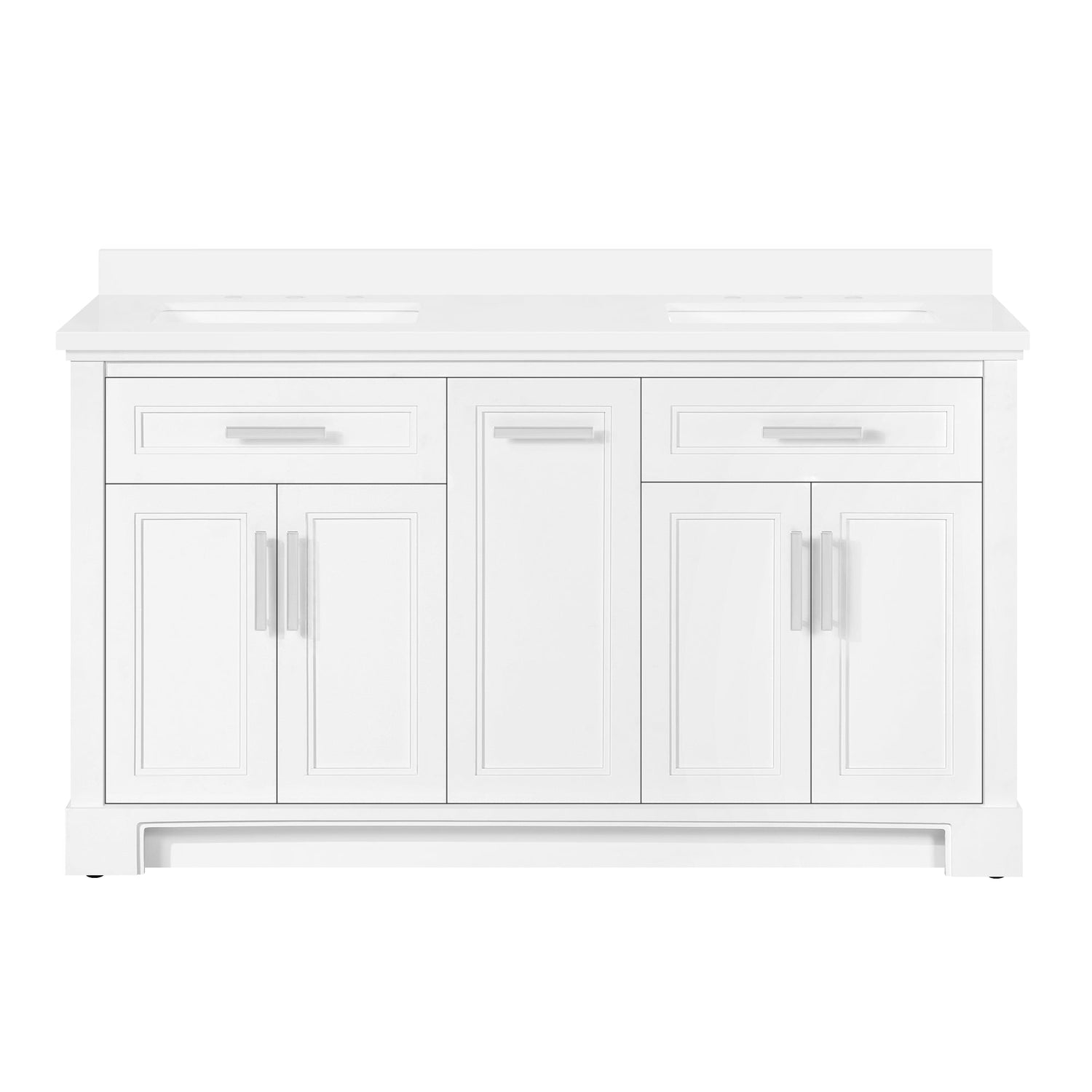SCARLETT 60IN VANITY IN WHITE WITH WHITE QUARTZ TOP & CERAMIC BASIN