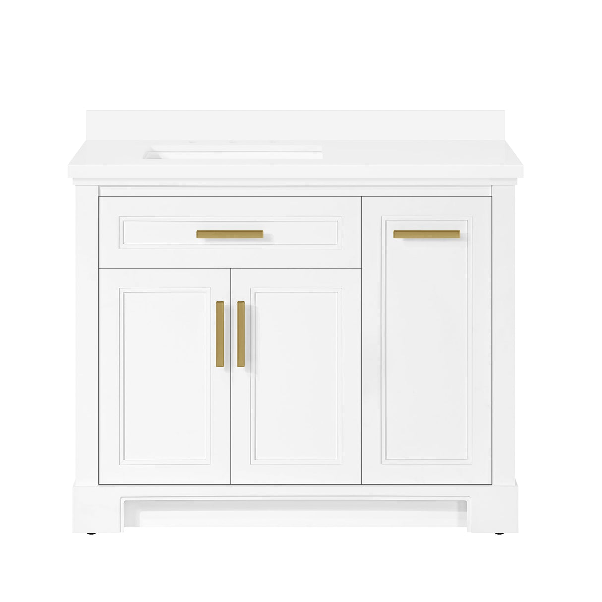 SCARLETT 42IN VANITY IN WHITE WITH WHITE QUARTZ TOP & CERAMIC BASIN