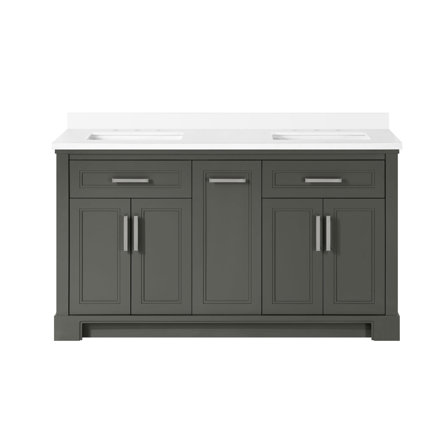 SCARLETT 60IN VANITY IN CHARCOAL GREY WITH WHITE QUARTZ TOP & CERAMIC BASIN