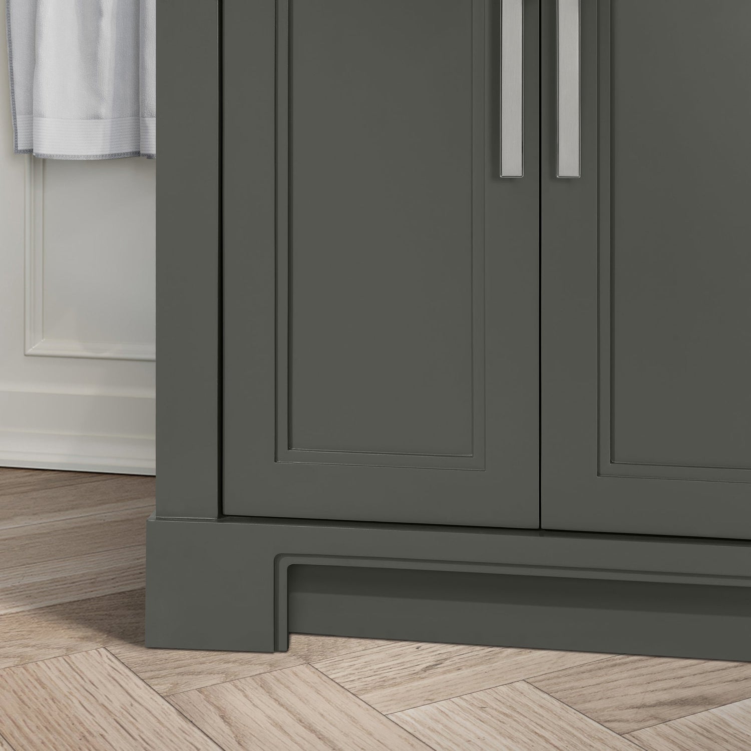 SCARLETT 60IN VANITY IN CHARCOAL GREY WITH WHITE QUARTZ TOP & CERAMIC BASIN