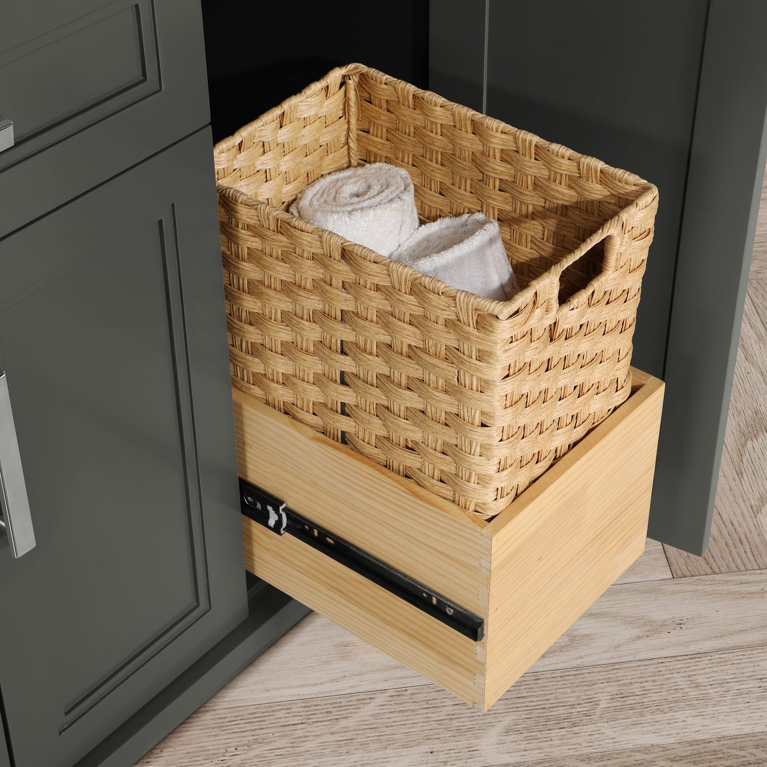 SCARLETT 60IN VANITY IN CHARCOAL GREY WITH WHITE QUARTZ TOP & CERAMIC BASIN