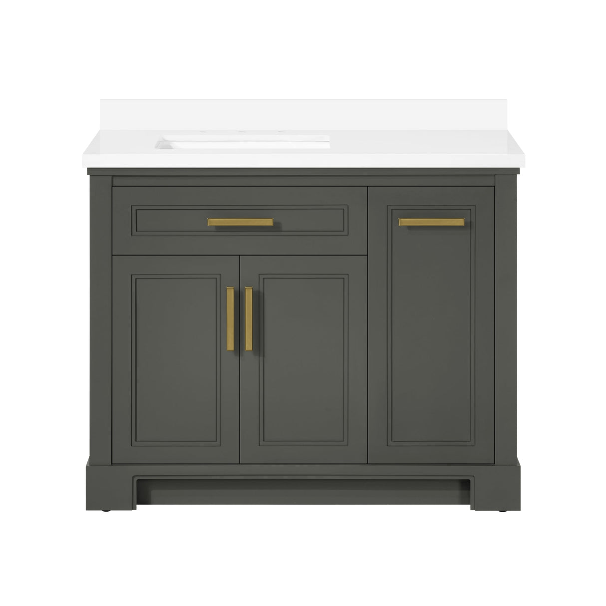 SCARLETT 42IN VANITY IN CHARCOAL GREY WITH WHITE QUARTZ TOP & CERAMIC BASIN