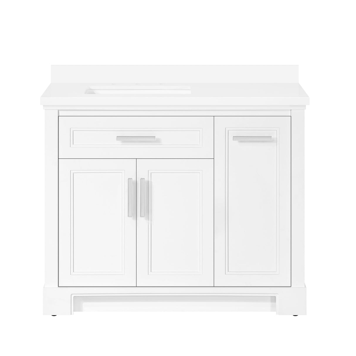 SCARLETT 42IN VANITY IN WHITE WITH WHITE QUARTZ TOP & CERAMIC BASIN