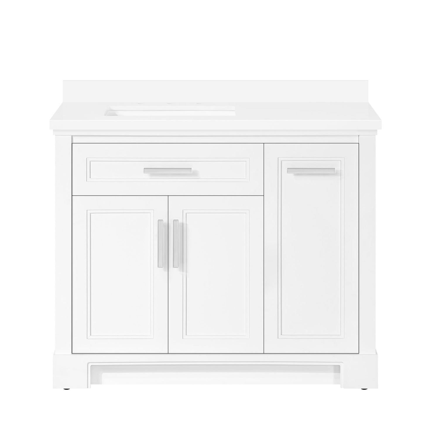 SCARLETT 42IN VANITY IN WHITE WITH WHITE QUARTZ TOP & CERAMIC BASIN