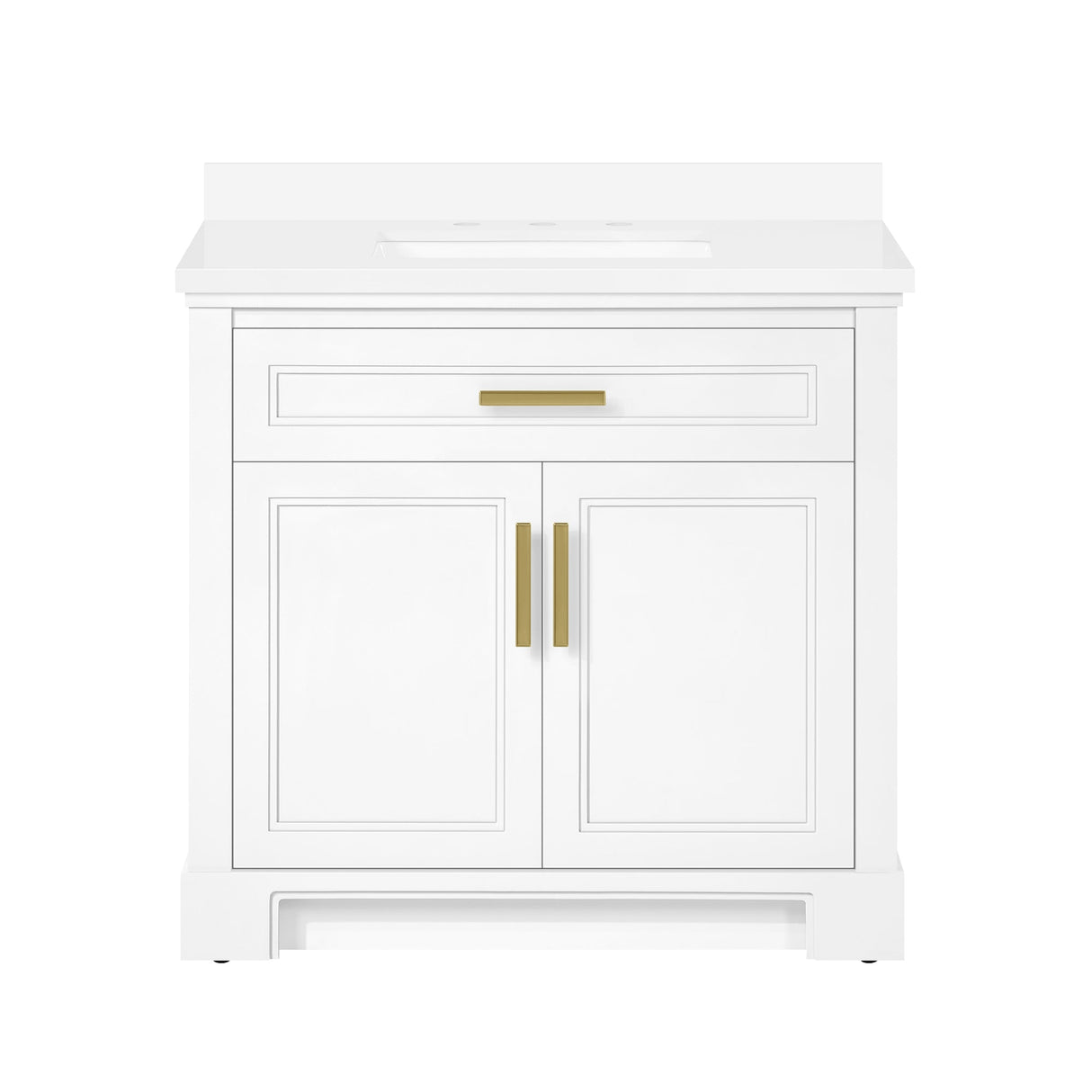 SCARLETT 36IN VANITY IN WHITE WITH WHITE QUARTZ TOP & CERAMIC BASIN