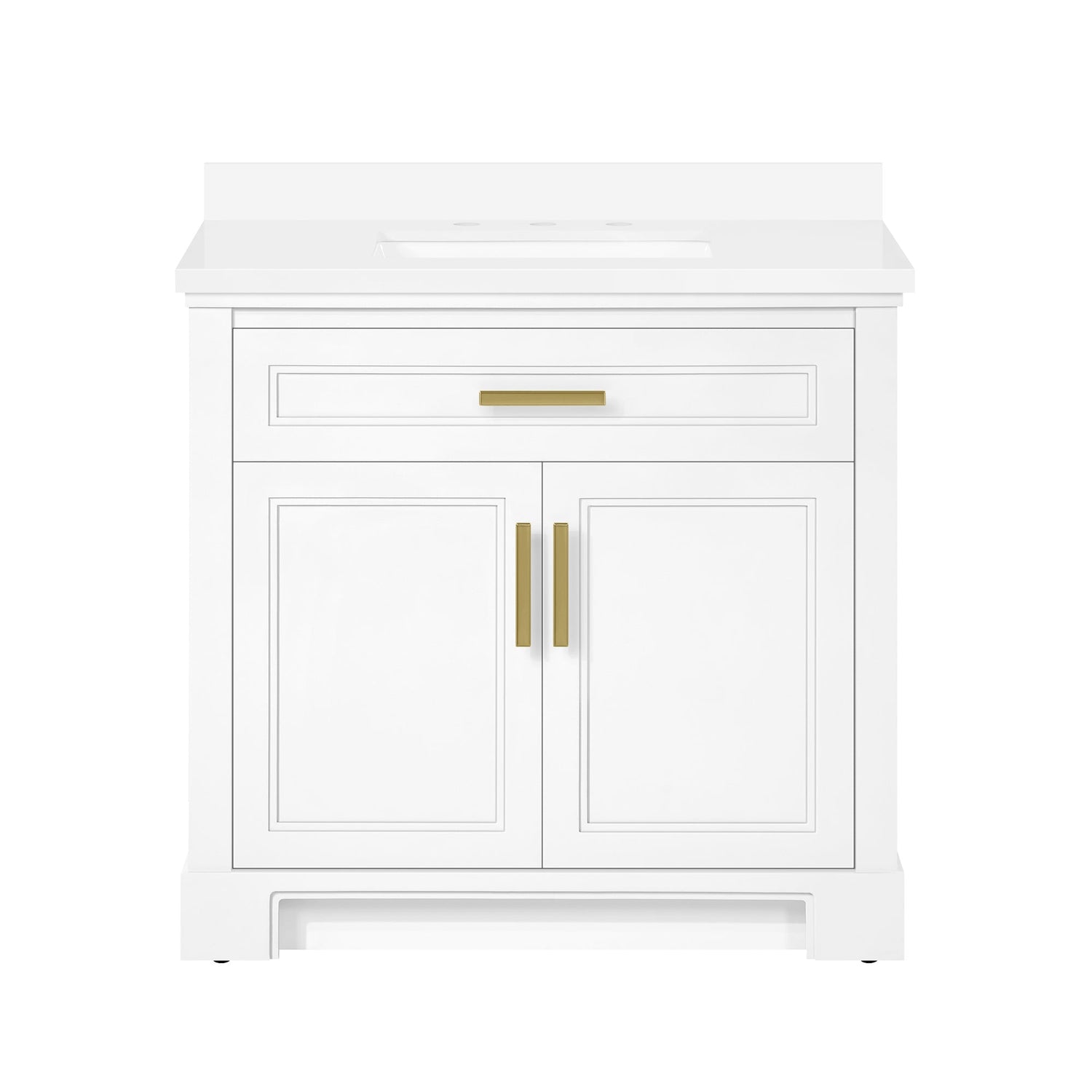 SCARLETT 36IN VANITY IN WHITE WITH WHITE QUARTZ TOP & CERAMIC BASIN