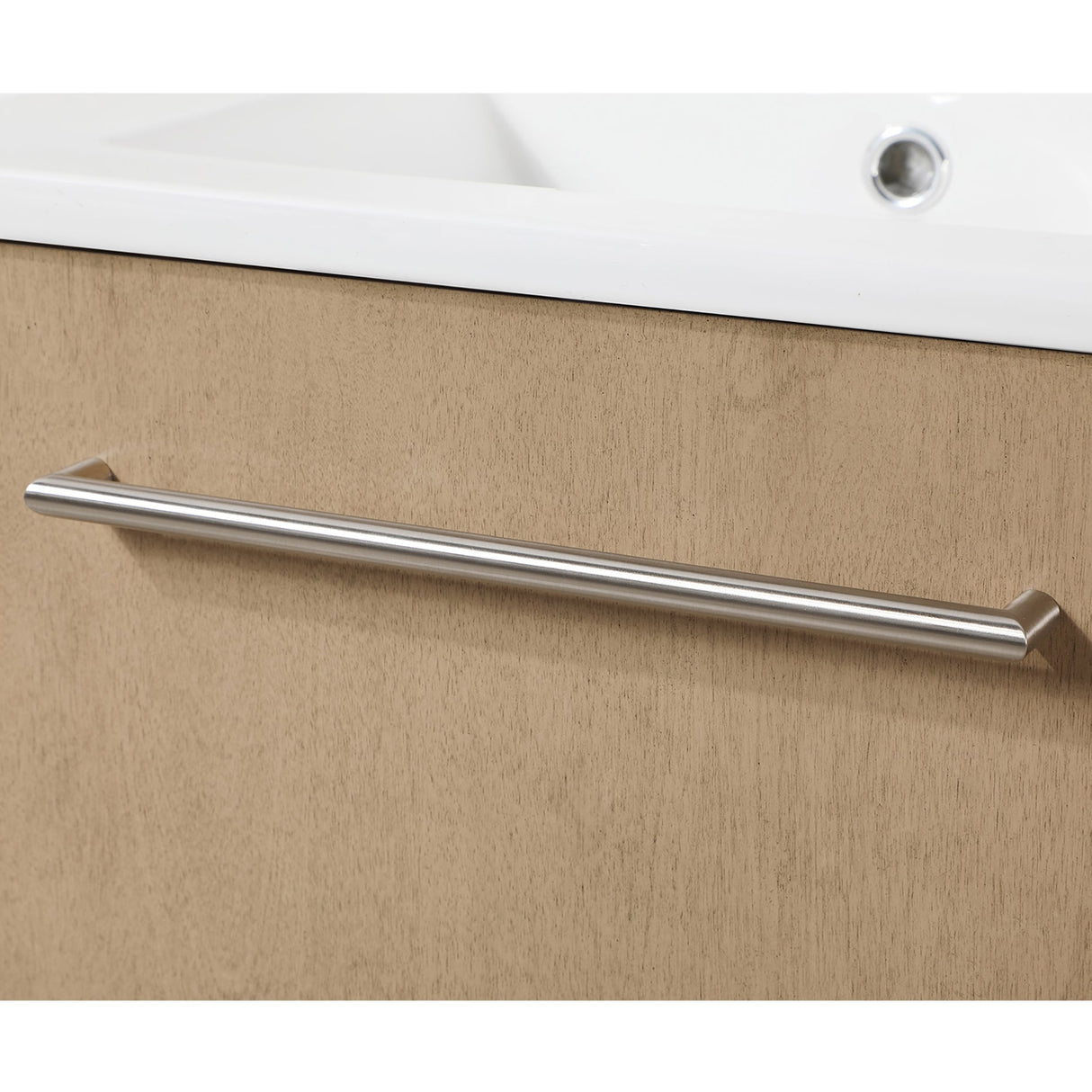 MILLS 18IN VANITY IN SAHARA BIRCH WITH A WHITE INTEGRATED CERAMIC BASIN