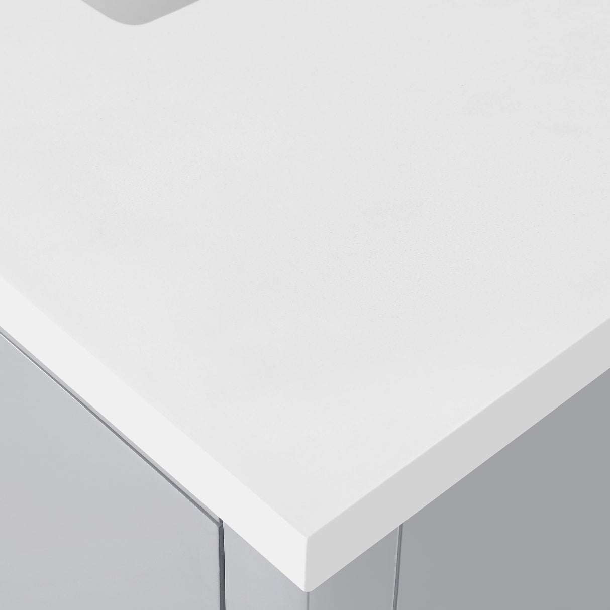 BANKS 36IN VANITY WITH SLAB DOOR IN DOVE GREY WITH WHITE QUARTZ TOP & CERAMIC BASIN