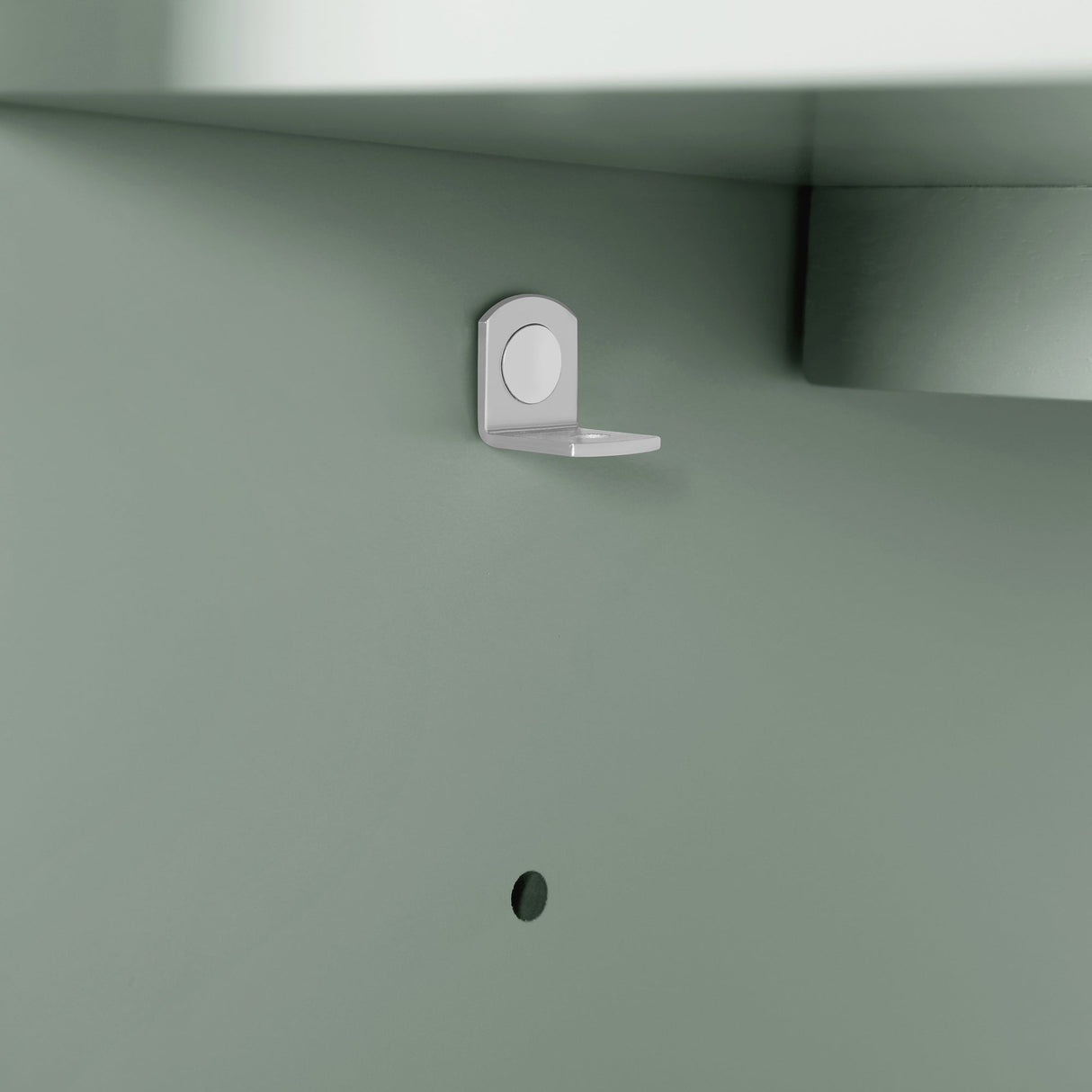 BANKS 36IN VANITY WITH SLAB DOOR IN SAGE GREEN WHITE QUARTZ TOP & CERAMIC BASIN