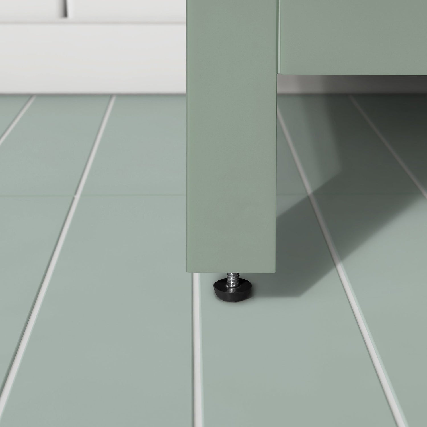 BANKS 42IN VANITY WITH SHAKER DOOR IN SAGE GREEN WHITE QUARTZ TOP & CERAMIC BASIN