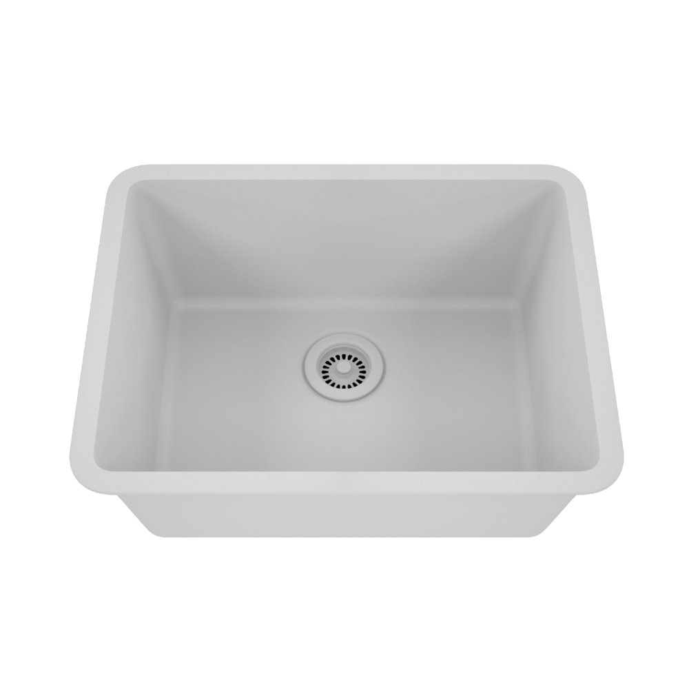23 in. Single Bowl Undermount Quartz Kitchen Sink, White