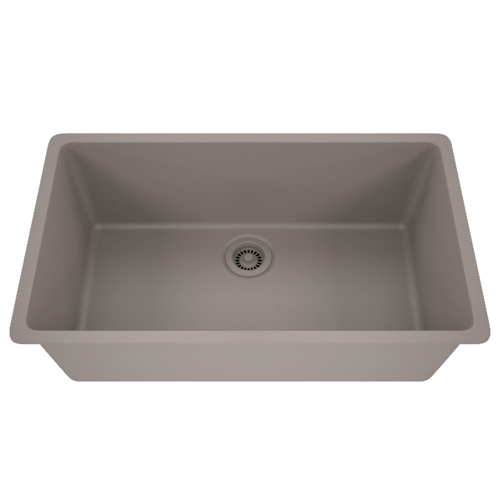 32 in. Single Bowl Undermount Quartz Kitchen Sink, Concrete