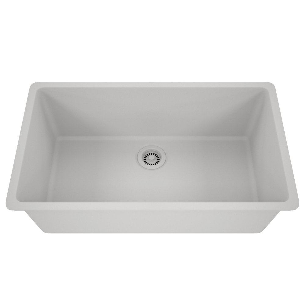 32 in. Single Bowl Undermount Quartz Kitchen Sink, White