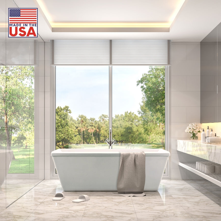 Logan 60 in. Freestanding Acrylic Tub in Glossy White with White Drain