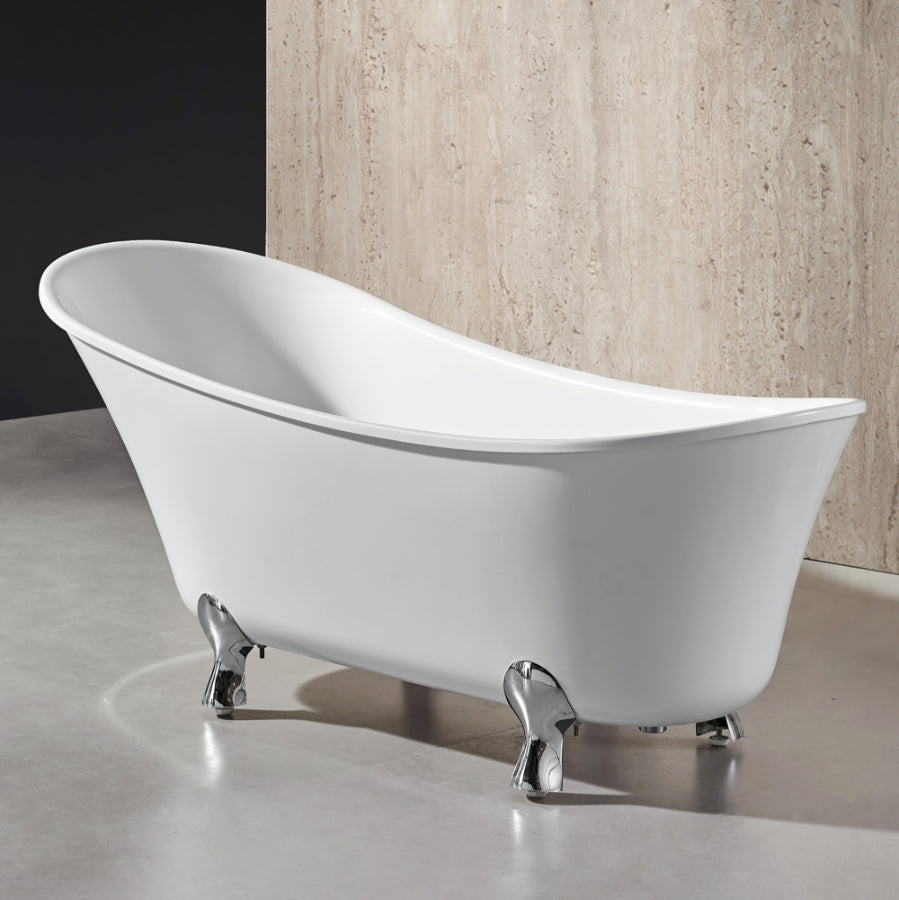Pearl 69 In. Freestanding Acrylic Tub In Glossy White