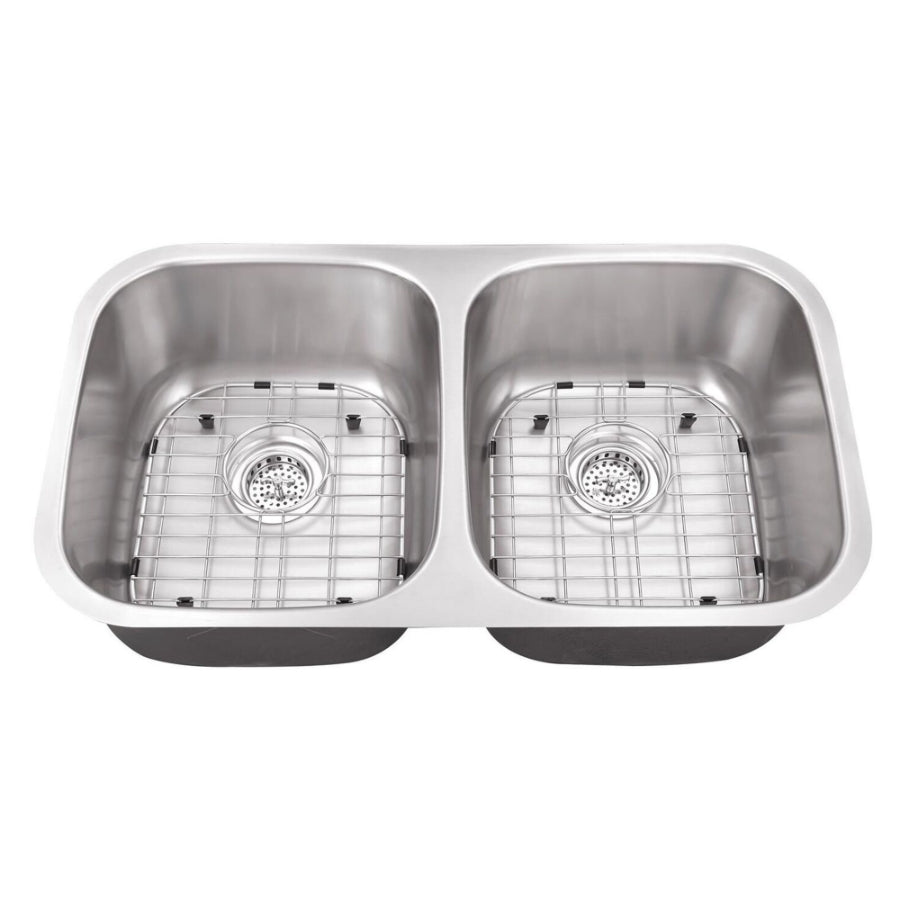 Undermount 32-1/4 In. 50/50 Bowl 16 Ga. Stainless Steel Kitchen Sink