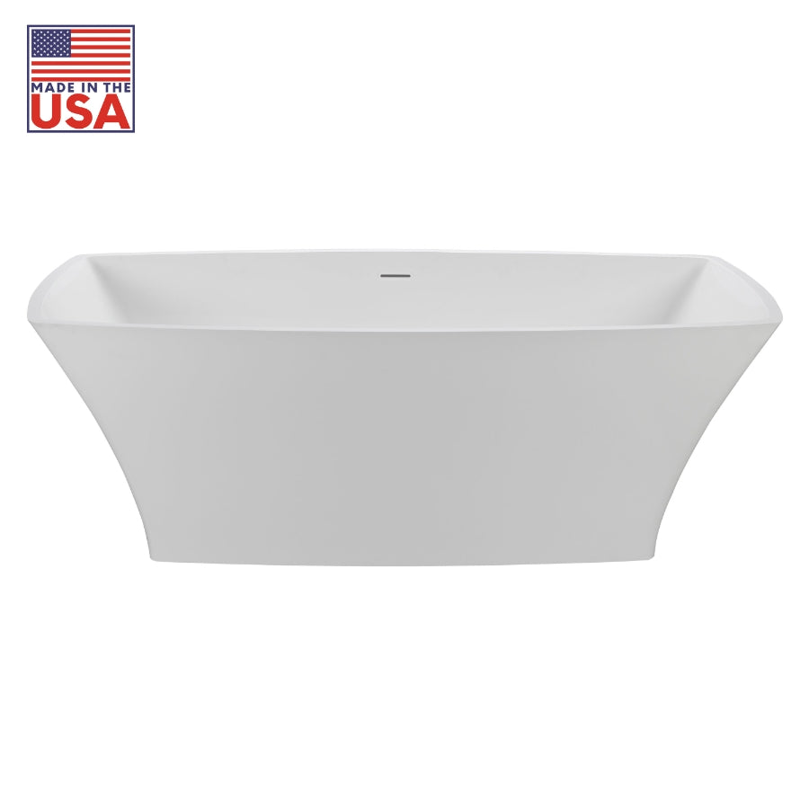 Weiss 65-1/2 in. Freestanding Mineral Composite Tub in Glossy White with White Drain