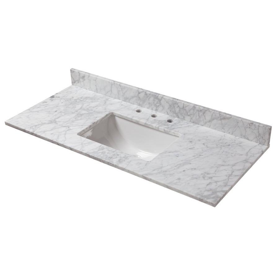 49 in. x 22 in. Carrara Marble Vanity Top with Trough Basin and 8 in. Faucet Spread