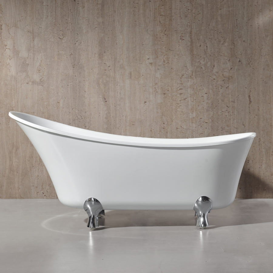 Pearl 69 in. Freestanding Acrylic Tub in Glossy White with White Drain