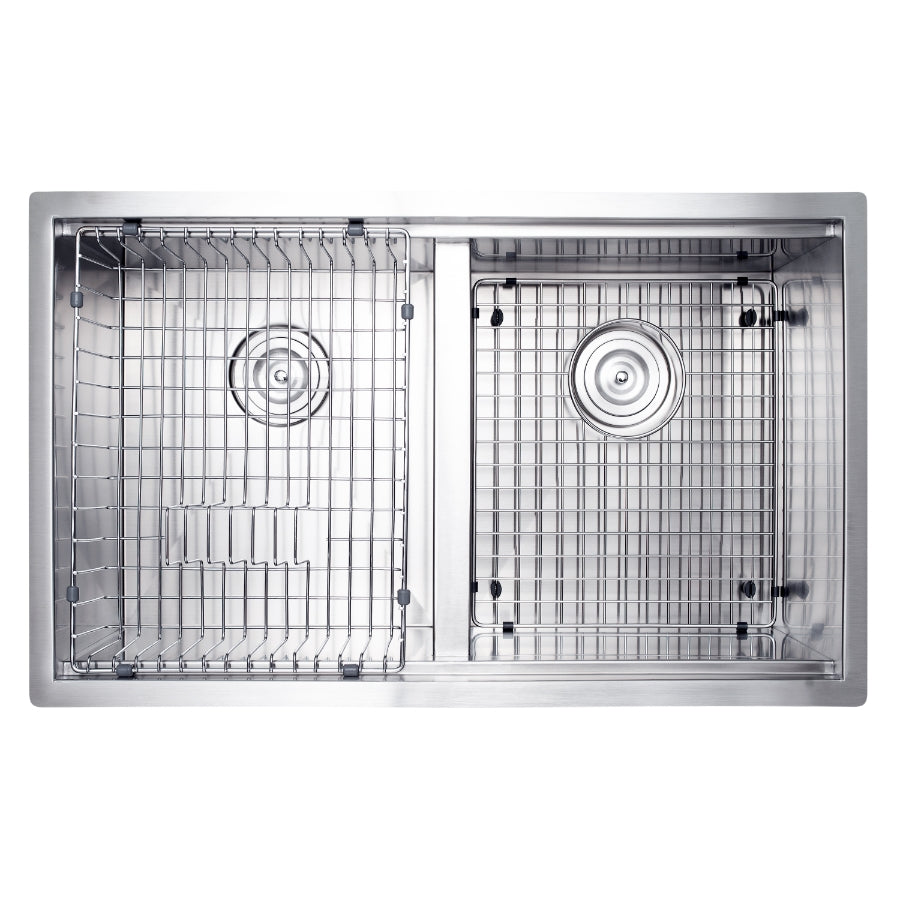 Undermount 32 In. 50/50 Ledge 16 Ga. Stainless Steel Kitchen Workstation