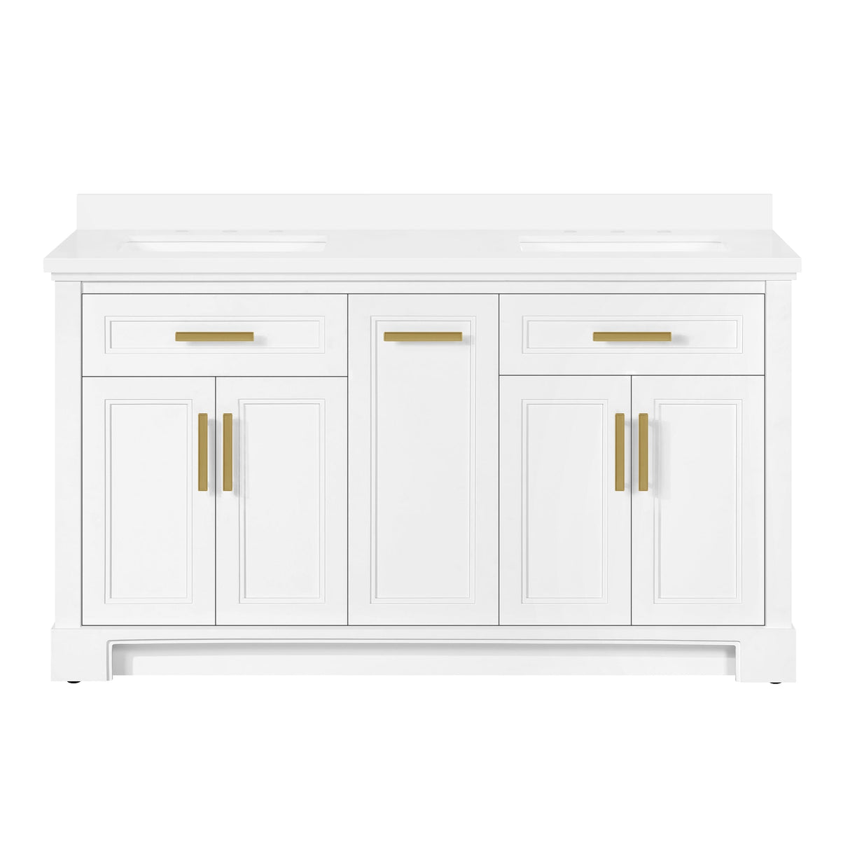 SCARLETT 60IN VANITY IN WHITE WITH WHITE QUARTZ TOP & CERAMIC BASIN
