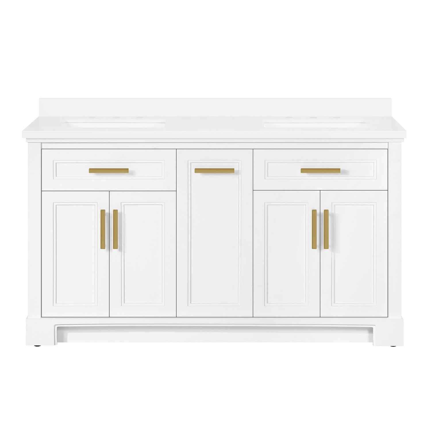 SCARLETT 60IN VANITY IN WHITE WITH WHITE QUARTZ TOP & CERAMIC BASIN