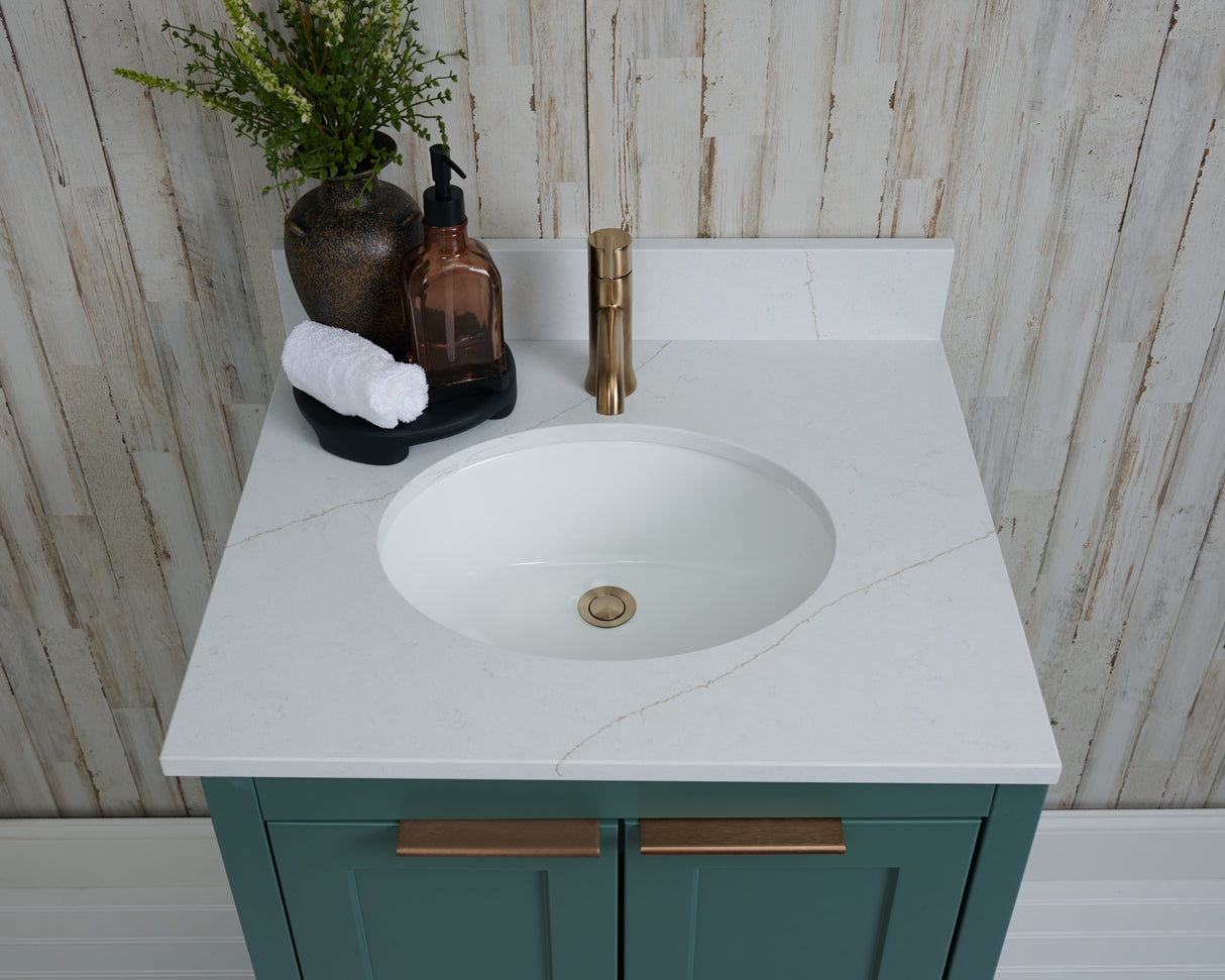 25" Single Oval Bowl Quartz Vanity Top