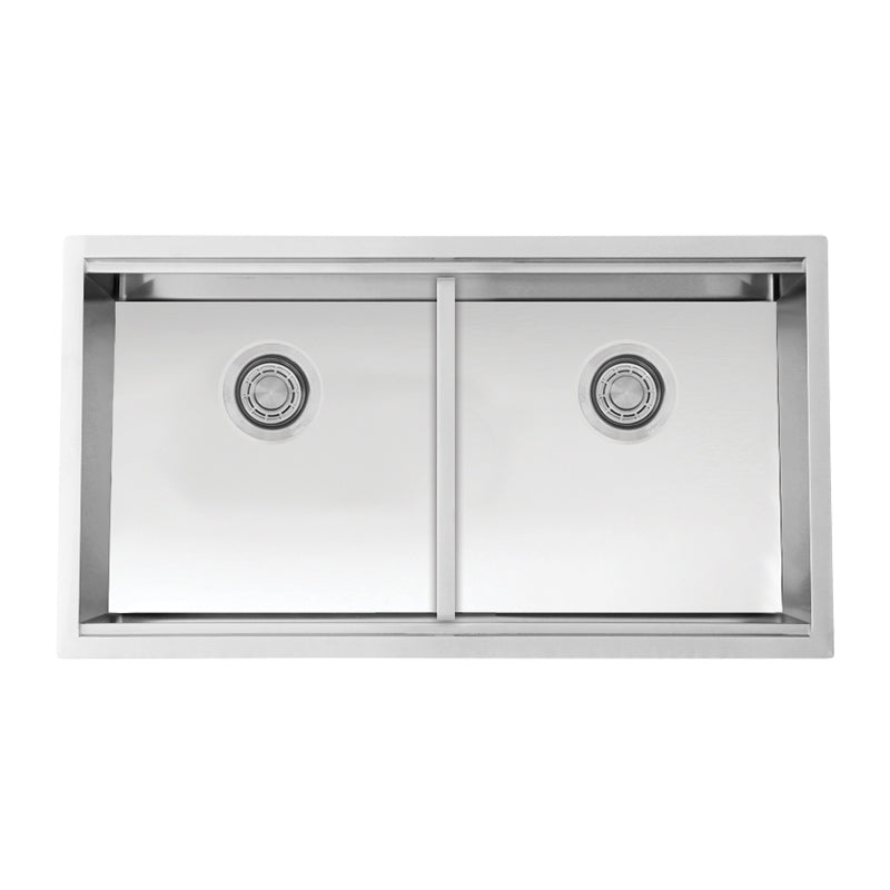 32 in. 50/50 Zero Radius Double Bowl Kitchen Sink - Workstation