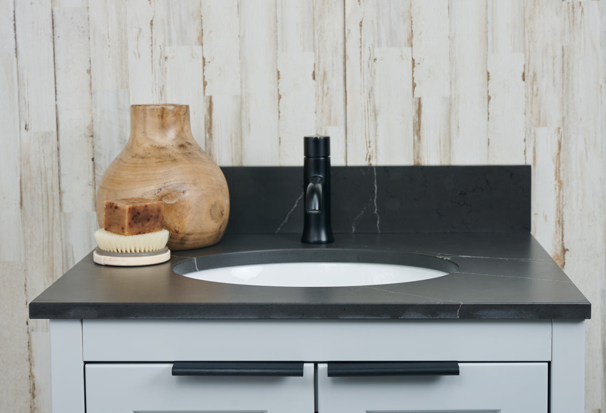 25" Single Oval Bowl Quartz Vanity Top