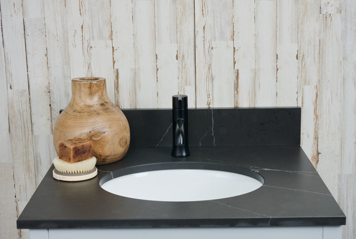 25" Single Oval Bowl Quartz Vanity Top