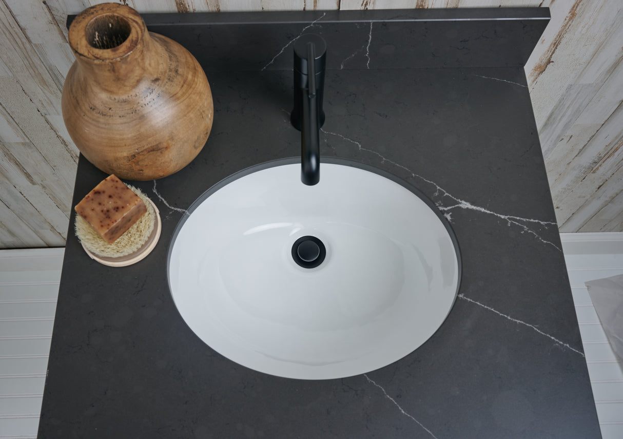 25" Single Oval Bowl Quartz Vanity Top