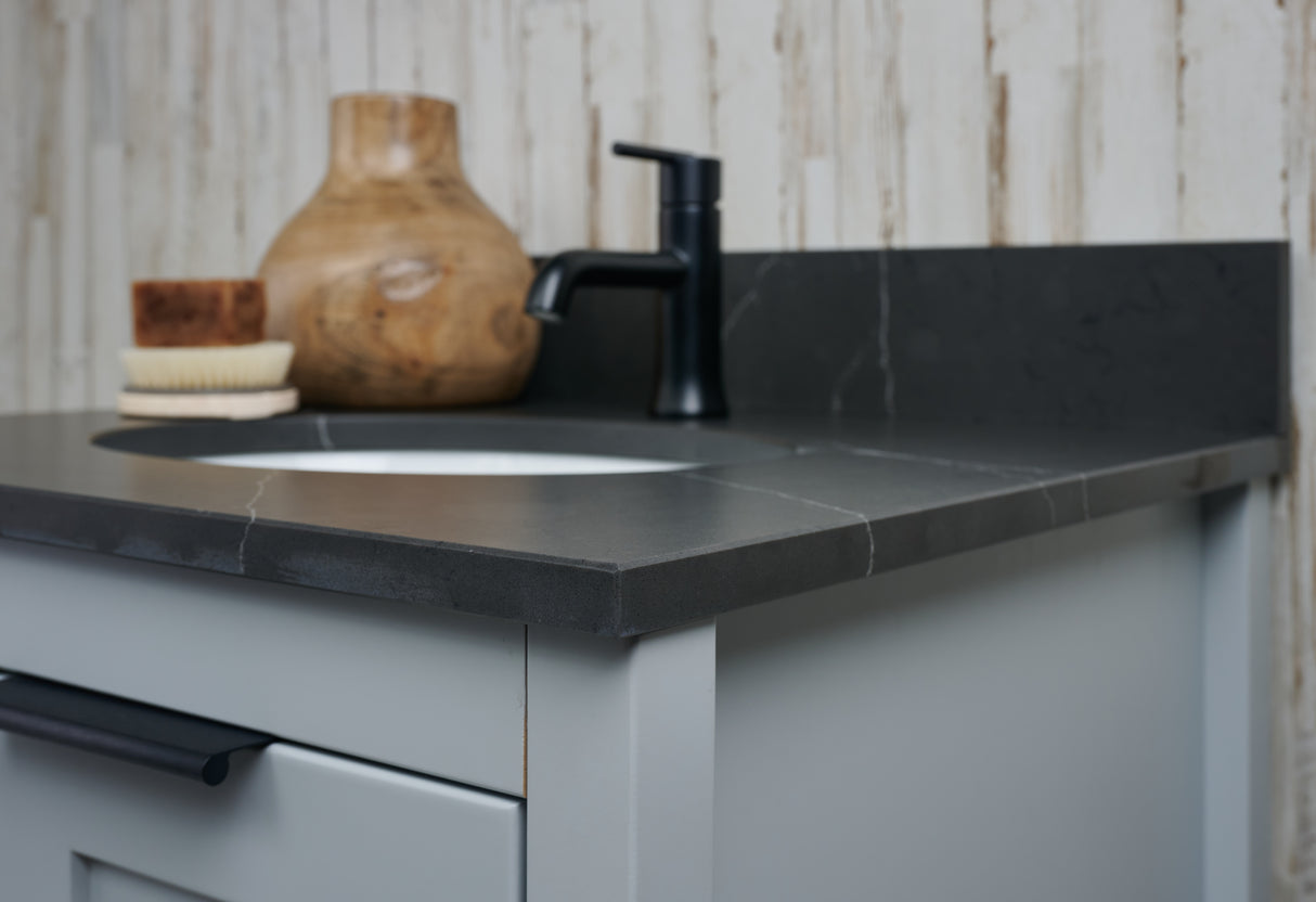 25" Single Oval Bowl Quartz Vanity Top