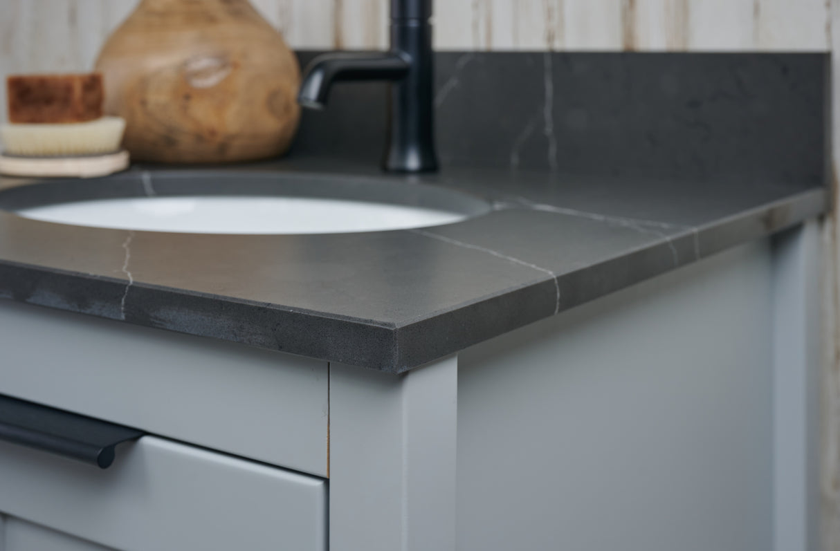 25" Single Oval Bowl Quartz Vanity Top