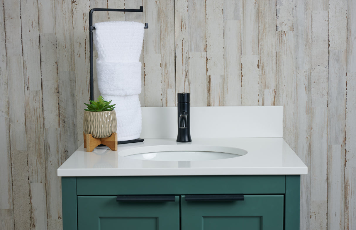 25" Single Oval Bowl Quartz Vanity Top