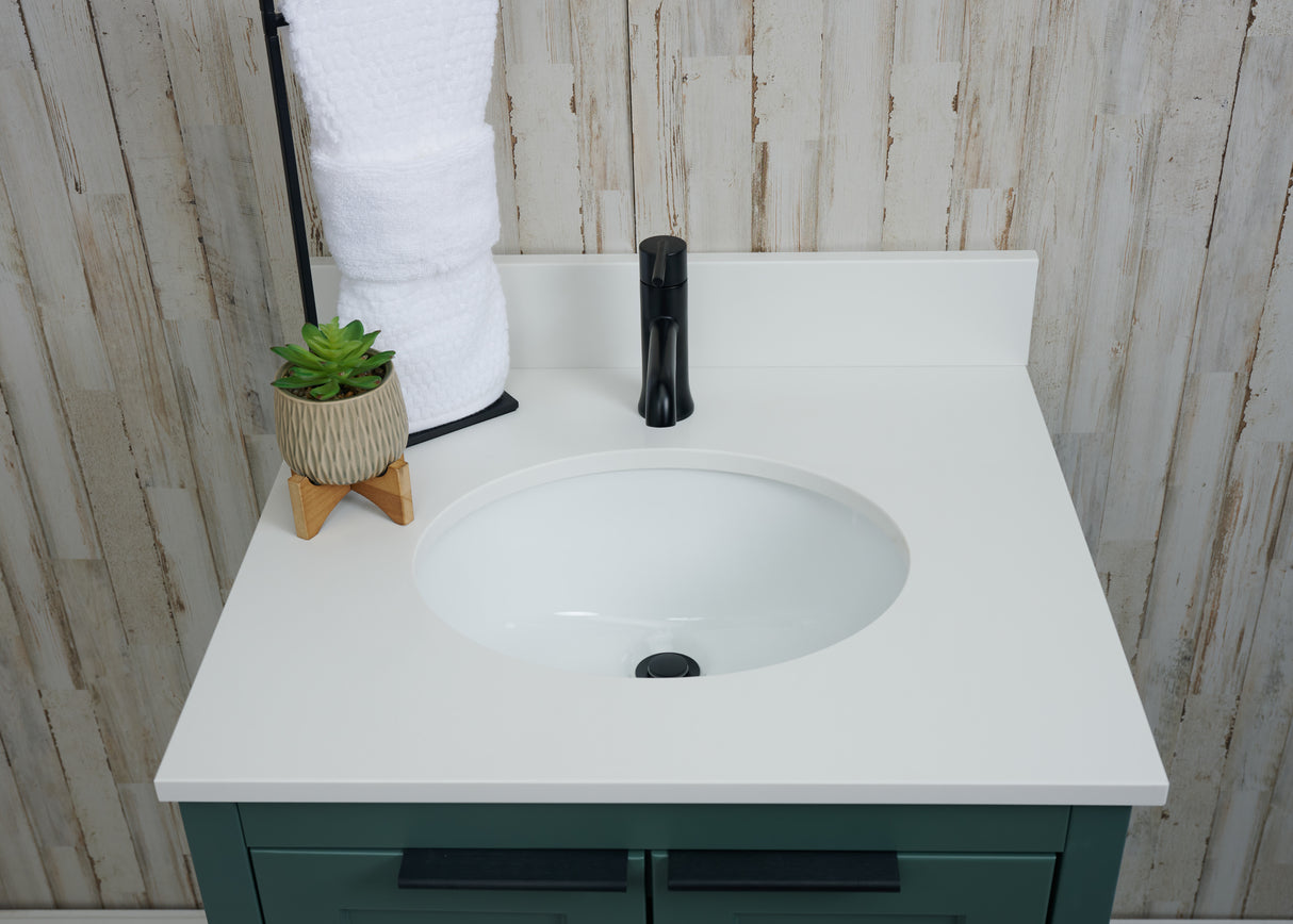 25" Single Oval Bowl Quartz Vanity Top