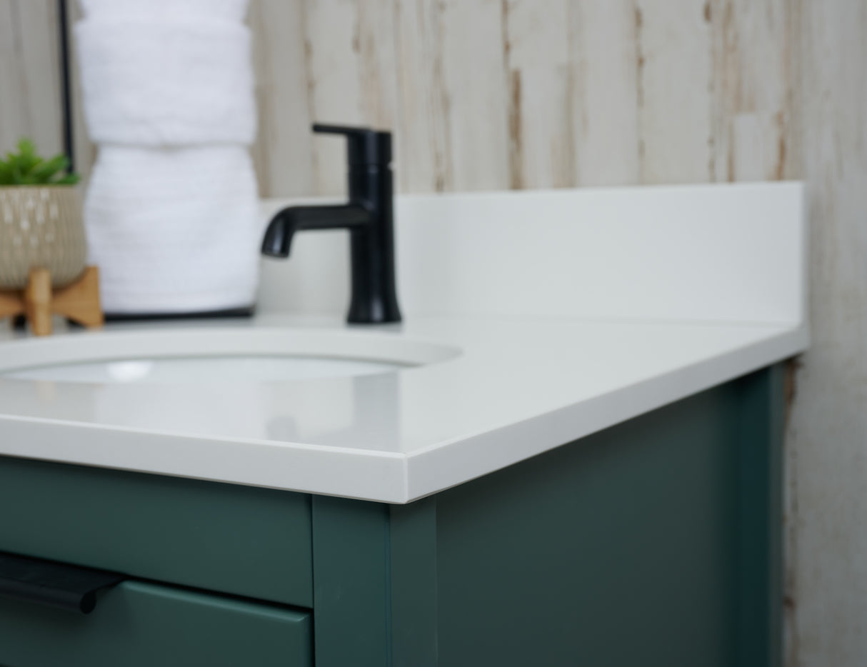 25" Single Oval Bowl Quartz Vanity Top