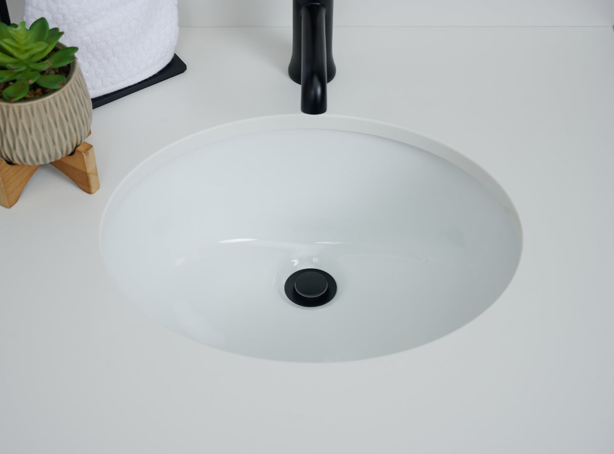 25" Single Oval Bowl Quartz Vanity Top