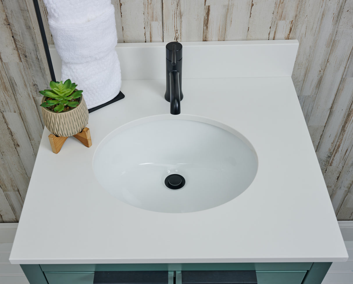 25" Single Oval Bowl Quartz Vanity Top