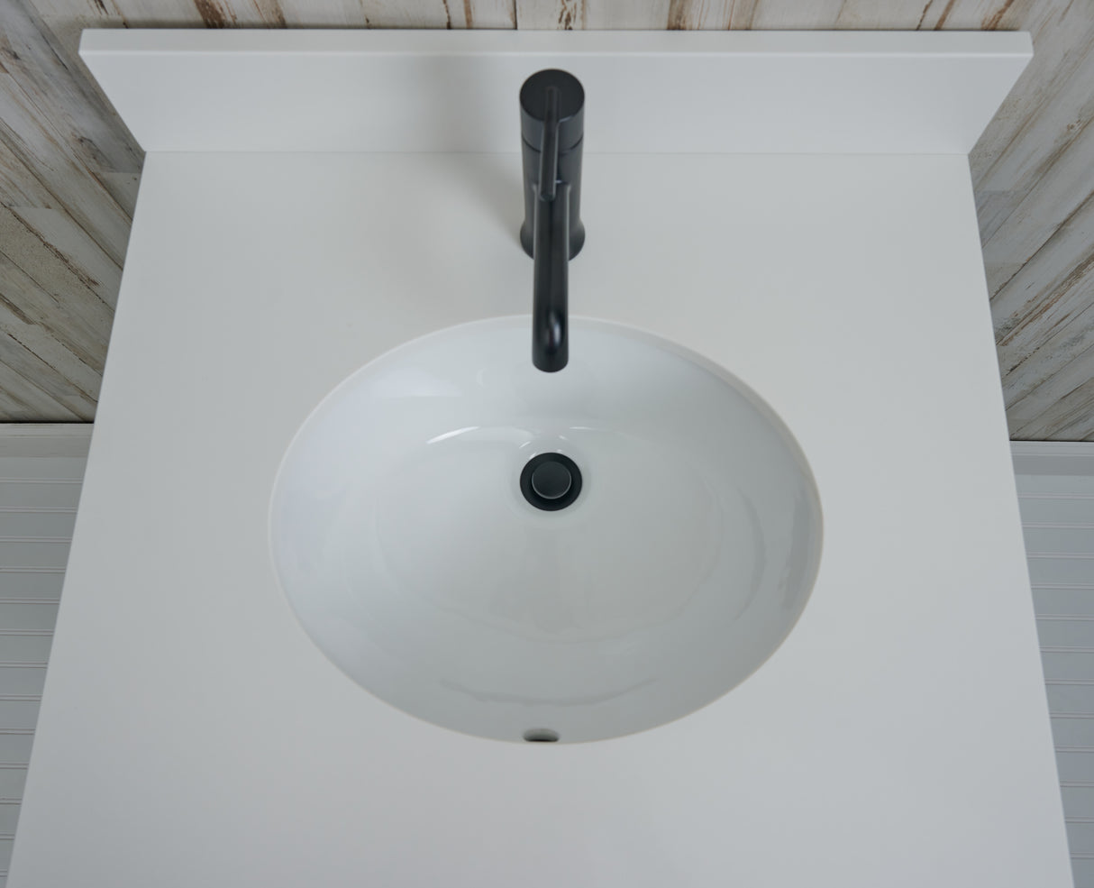 25" Single Oval Bowl Quartz Vanity Top