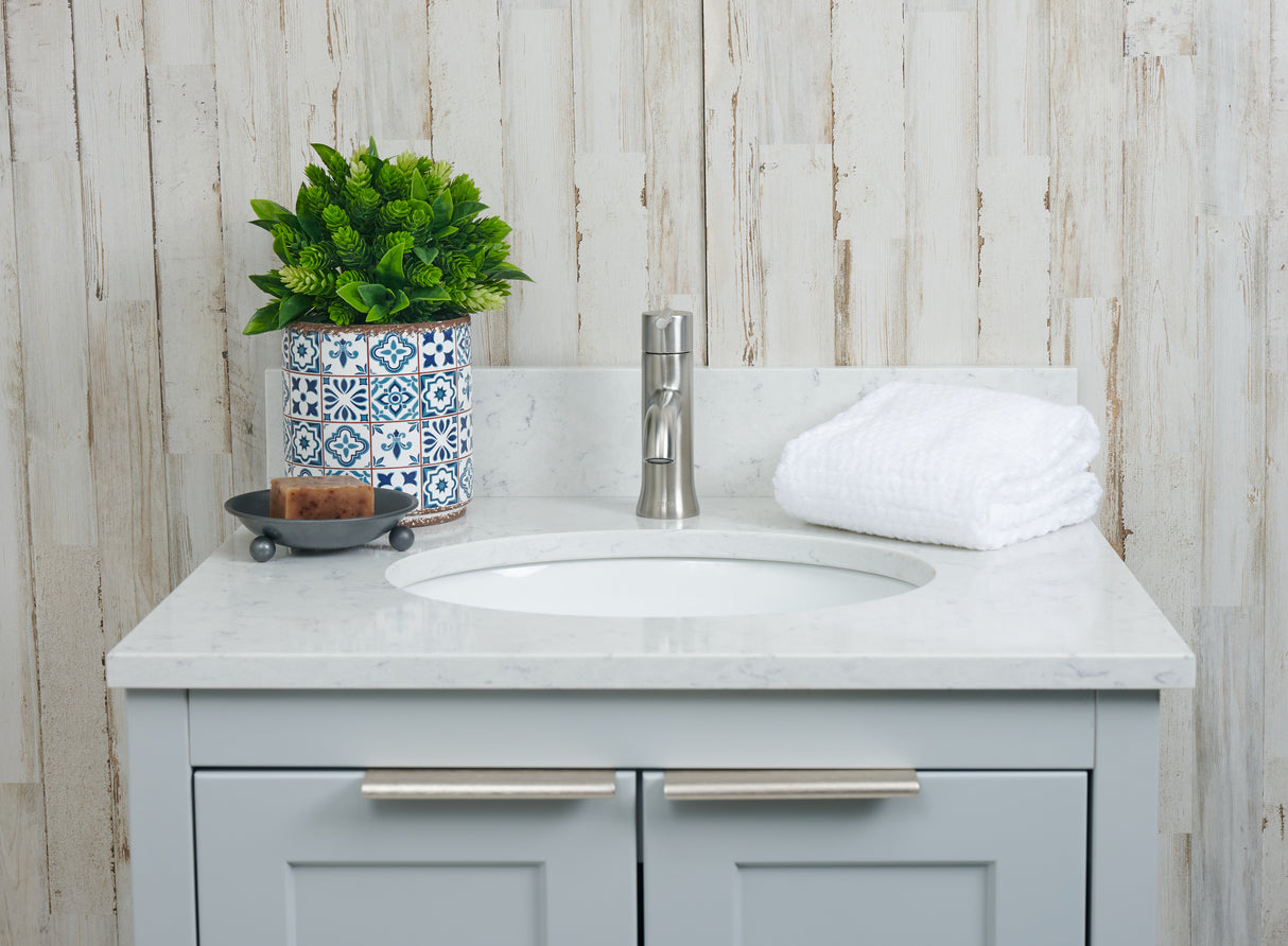 25" Single Oval Bowl Quartz Vanity Top