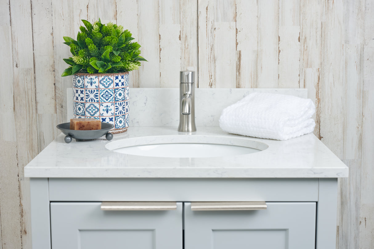 25" Single Oval Bowl Quartz Vanity Top