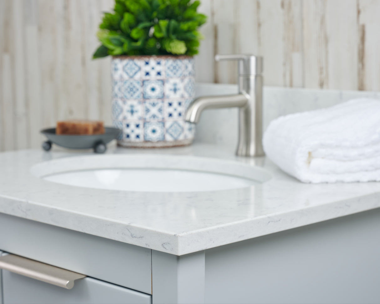 25" Single Oval Bowl Quartz Vanity Top
