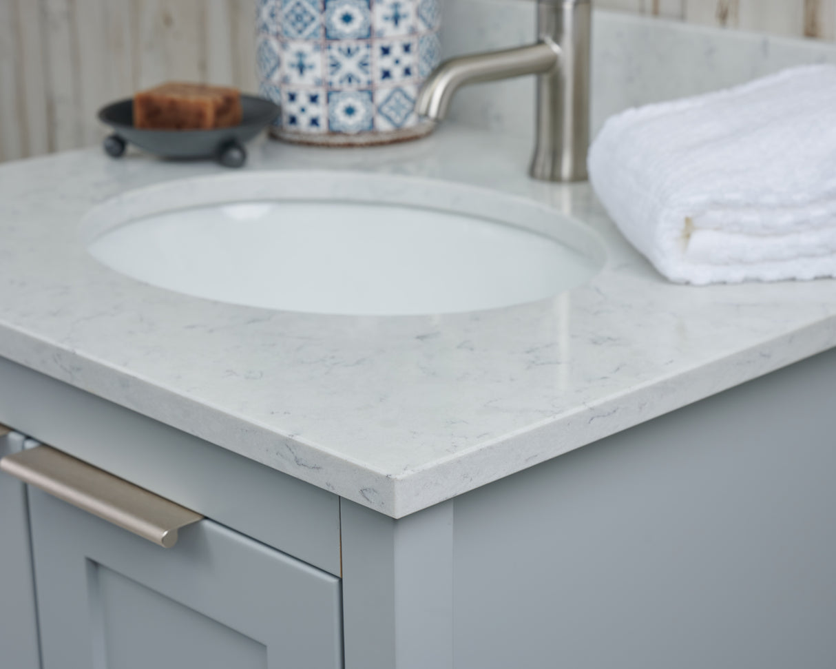 25" Single Oval Bowl Quartz Vanity Top