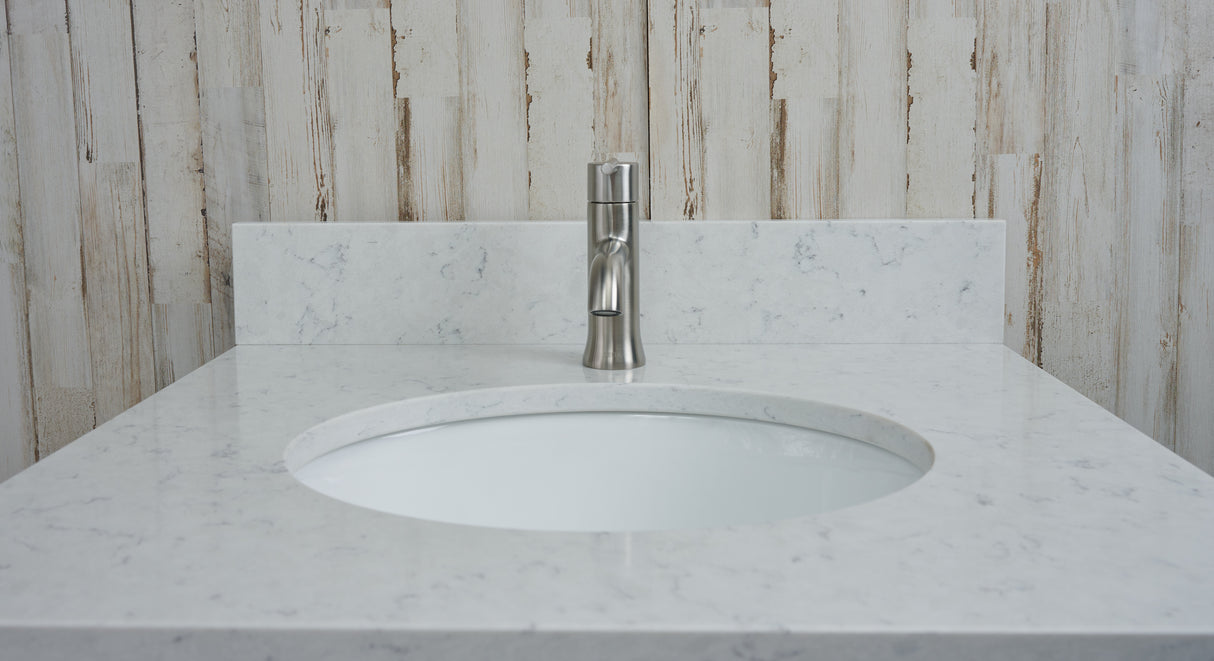 25" Single Oval Bowl Quartz Vanity Top