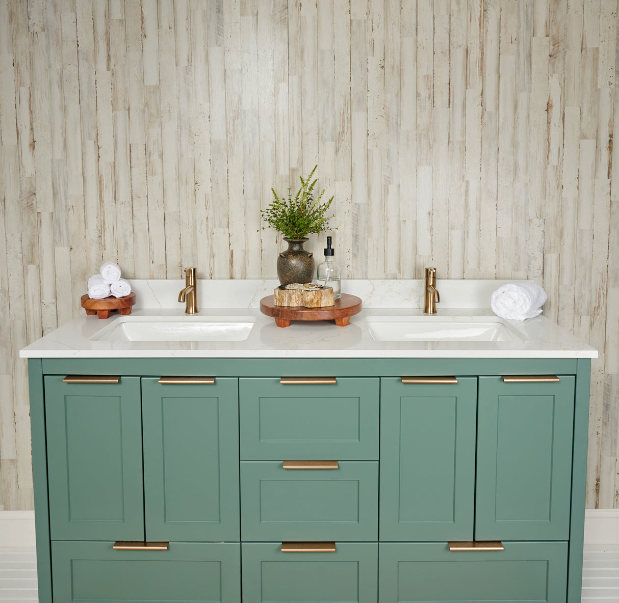 61" Double Bowl Quartz Vanity Top