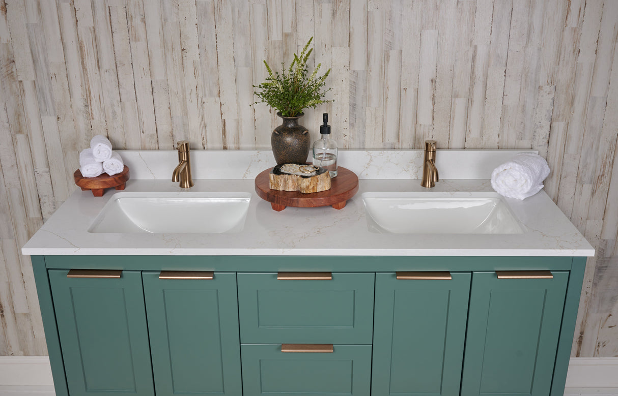 61x22 VALOR GOLD QRTZ DBL VANITY TOP