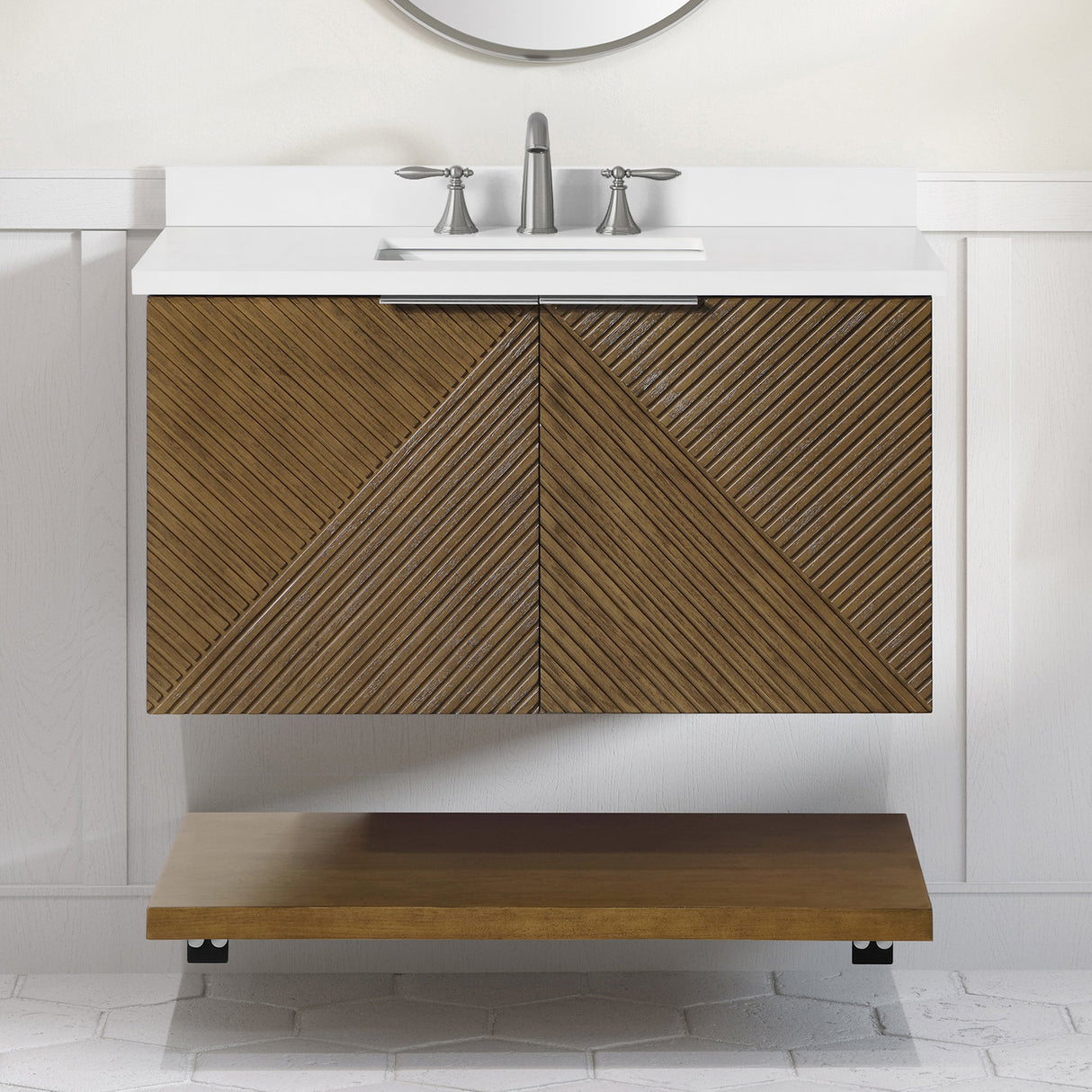 WYLDER 36IN VANITY IN ALMOND LATTE WITH WHITE QUARTZ TOP & CERAMIC BASIN